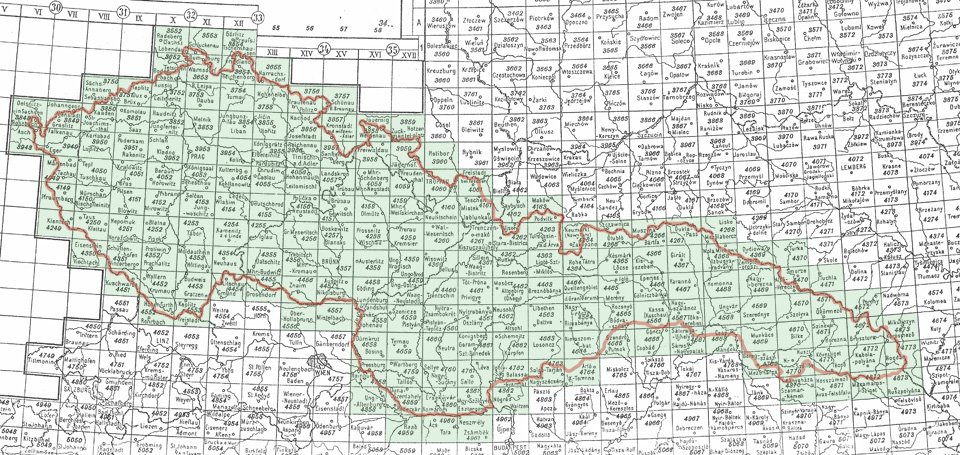 klad mapovych listu III. vojenského mapování 1 : 75 000